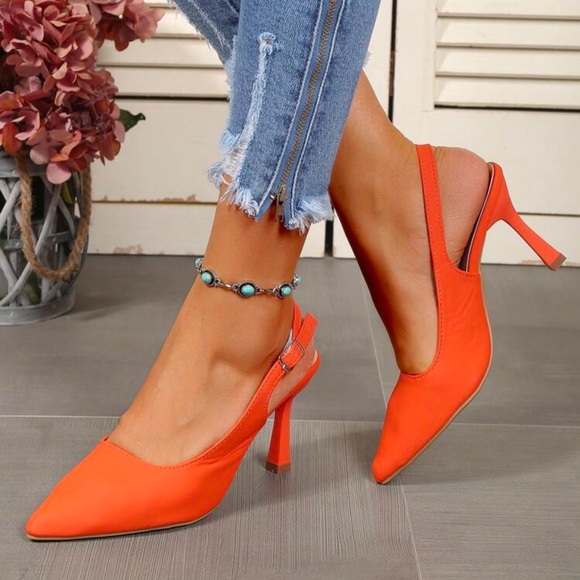 SHEIN Shoes - Women's Orange High Heel Sandals Stiletto Pointed Toe High Heels Pumps size 6.5